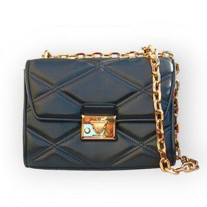 Michael Kors Serena Small Quilted Faux Leather Crossbody Bag Black One Size